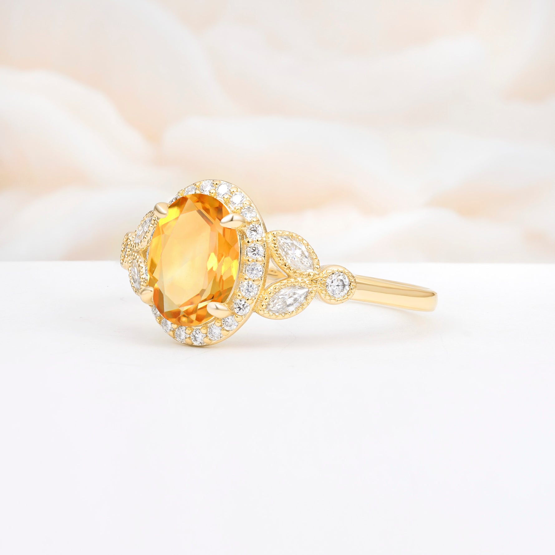 ML07033 Citrine Ring - White-Gold