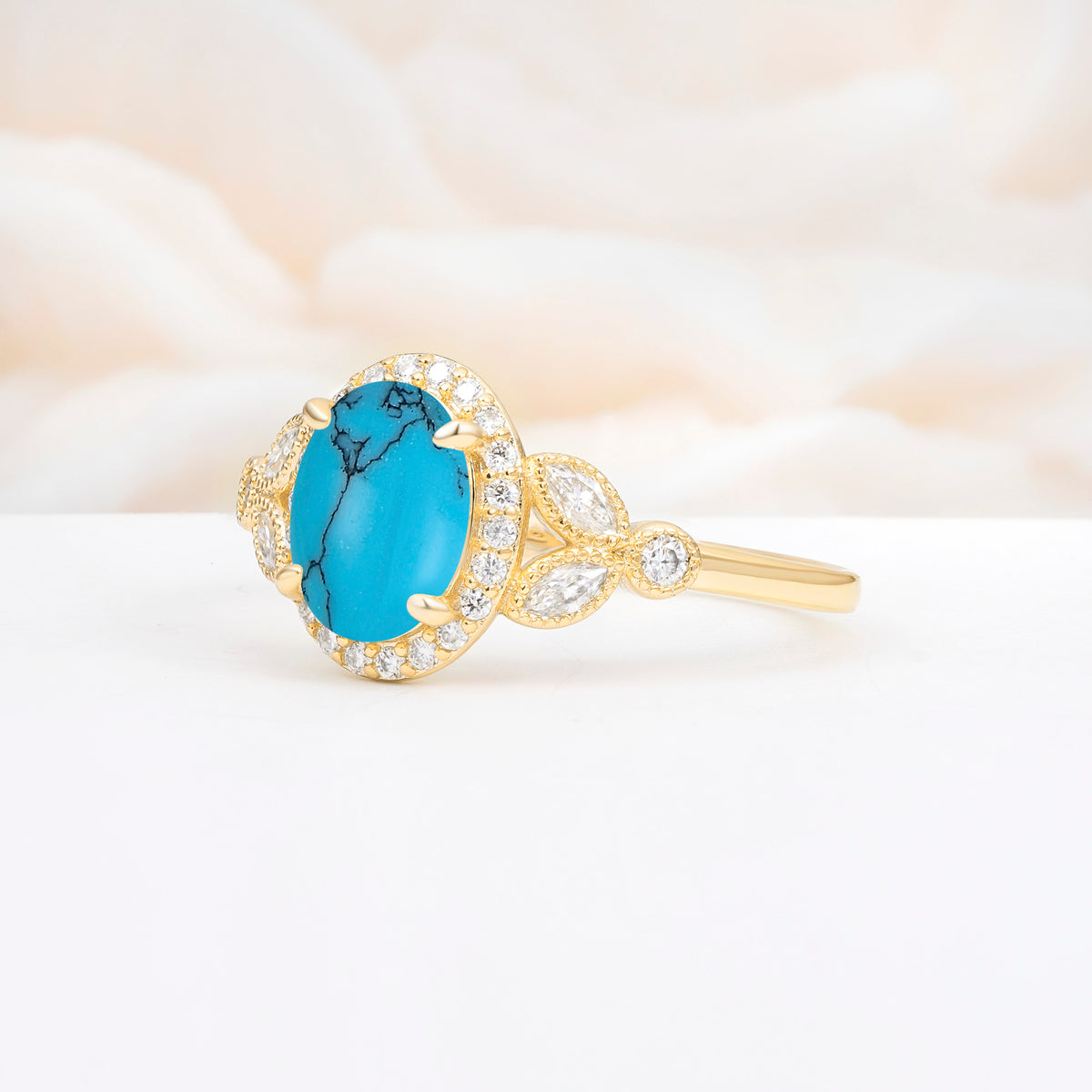 ML07033 Turquoise Ring - White-Gold