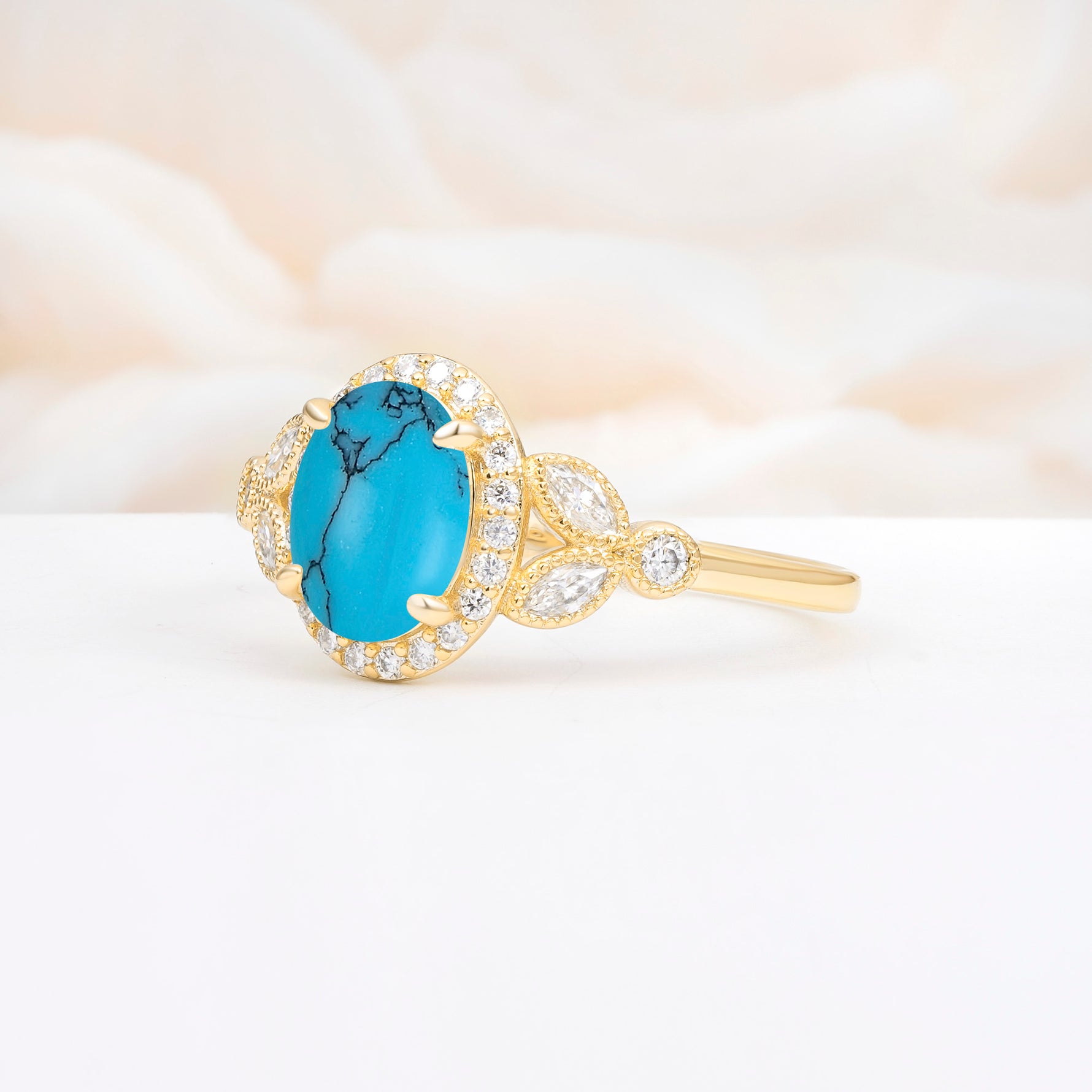 ML07033 Turquoise Ring - White-Gold