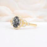 ML07033 Black Rutilated Quartz Ring - White-Gold