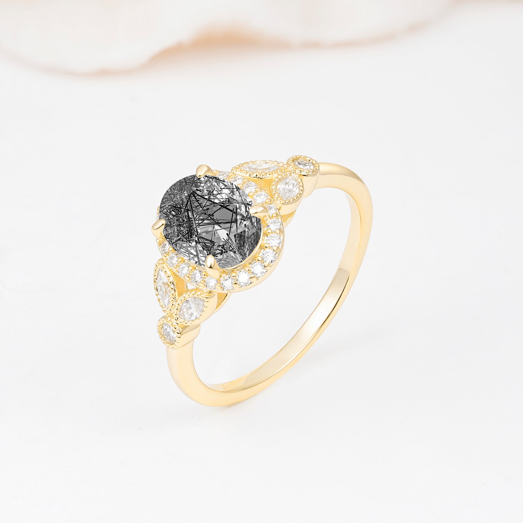 ML07033 Black Rutilated Quartz Ring - Additional view