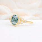 ML07033 Moss Agate Ring - White-Gold