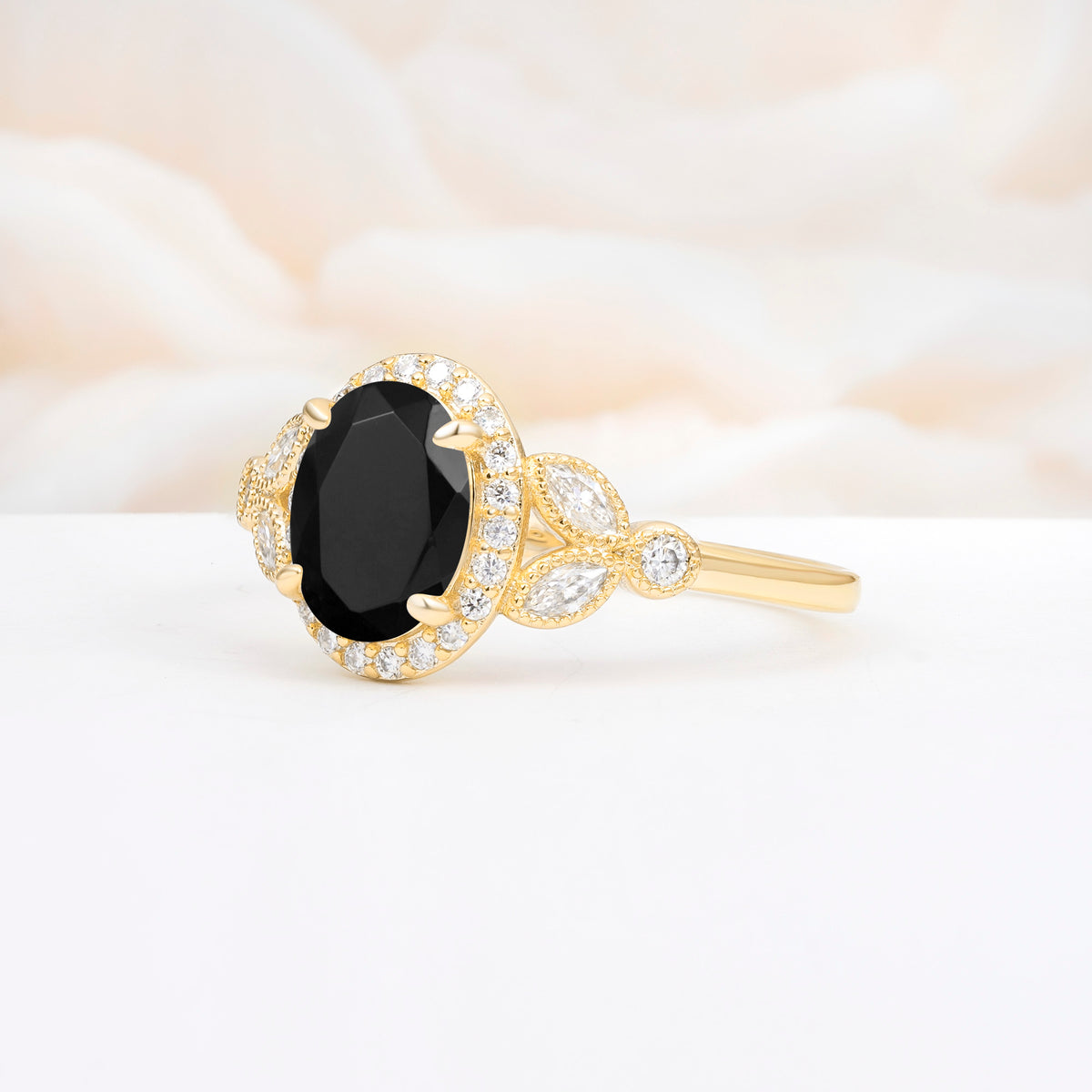 ML07033 Black Onyx Ring - White-Gold