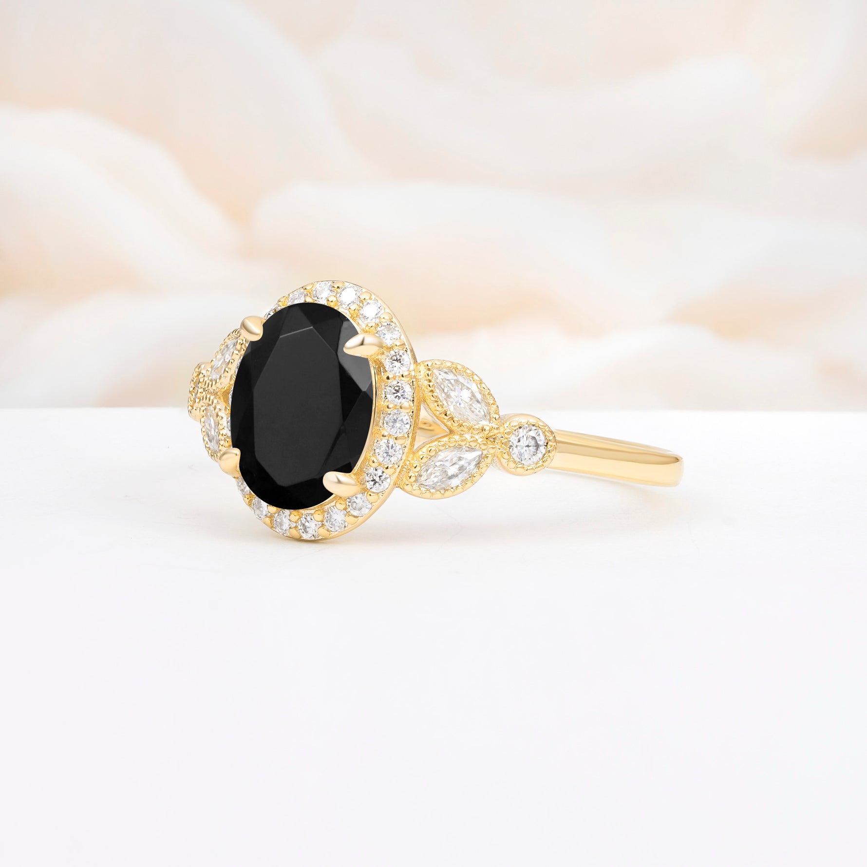 ML07033 Black Onyx Ring - White-Gold