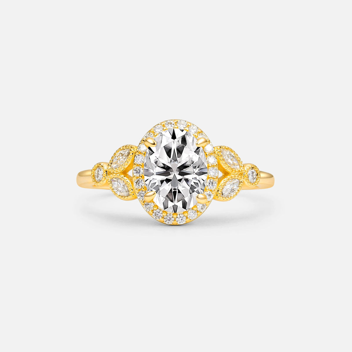 Oval Cut Lab-Grown Diamond Vintage Halo Engagement Ring