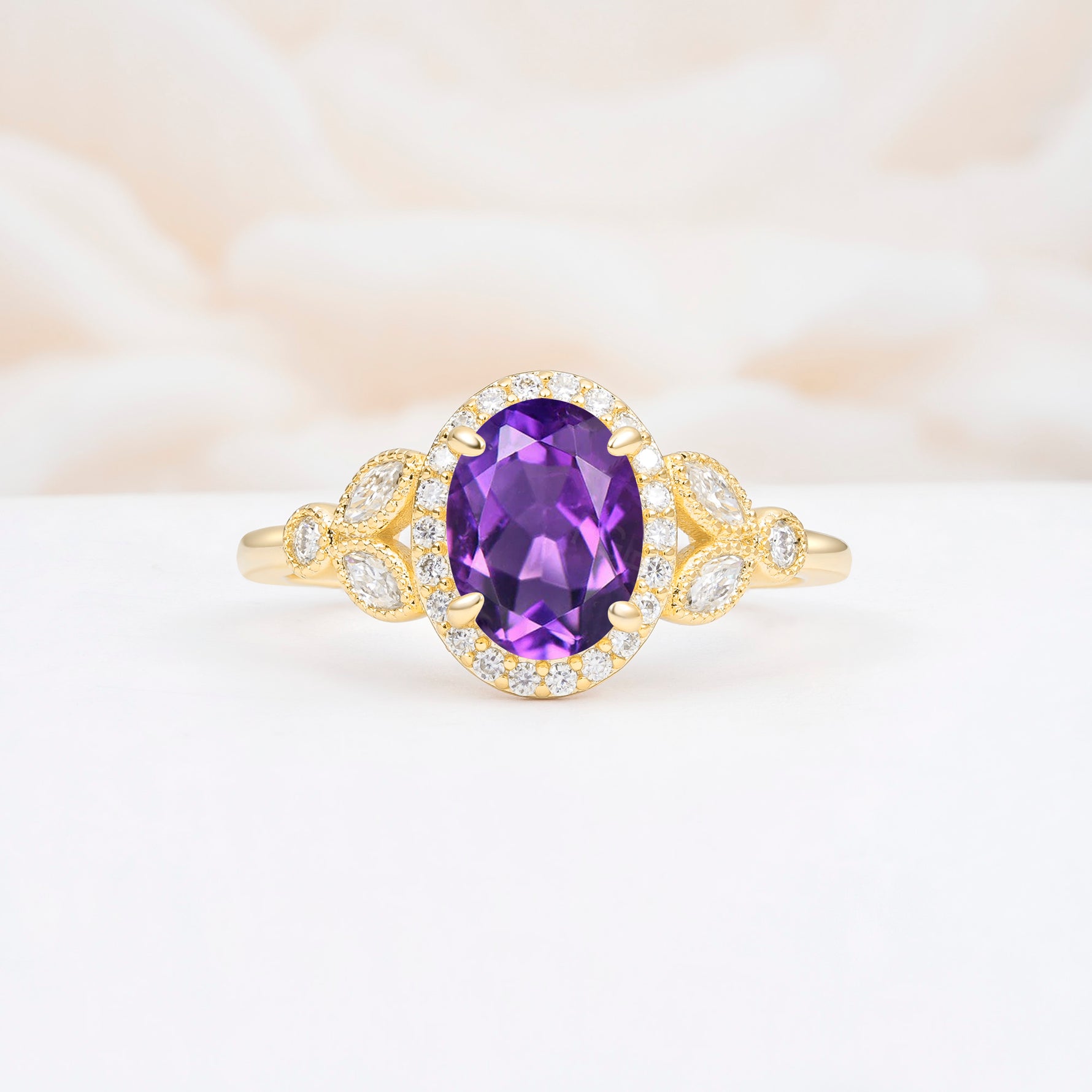 ML07033 Amethyst Ring - Yellow-Gold