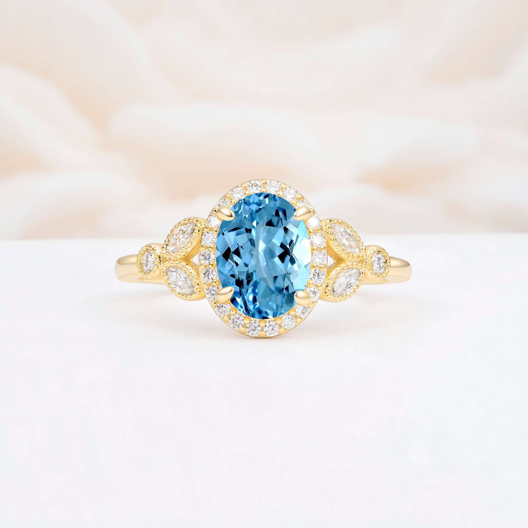 ML07033 Aquamarine Ring - Yellow-Gold
