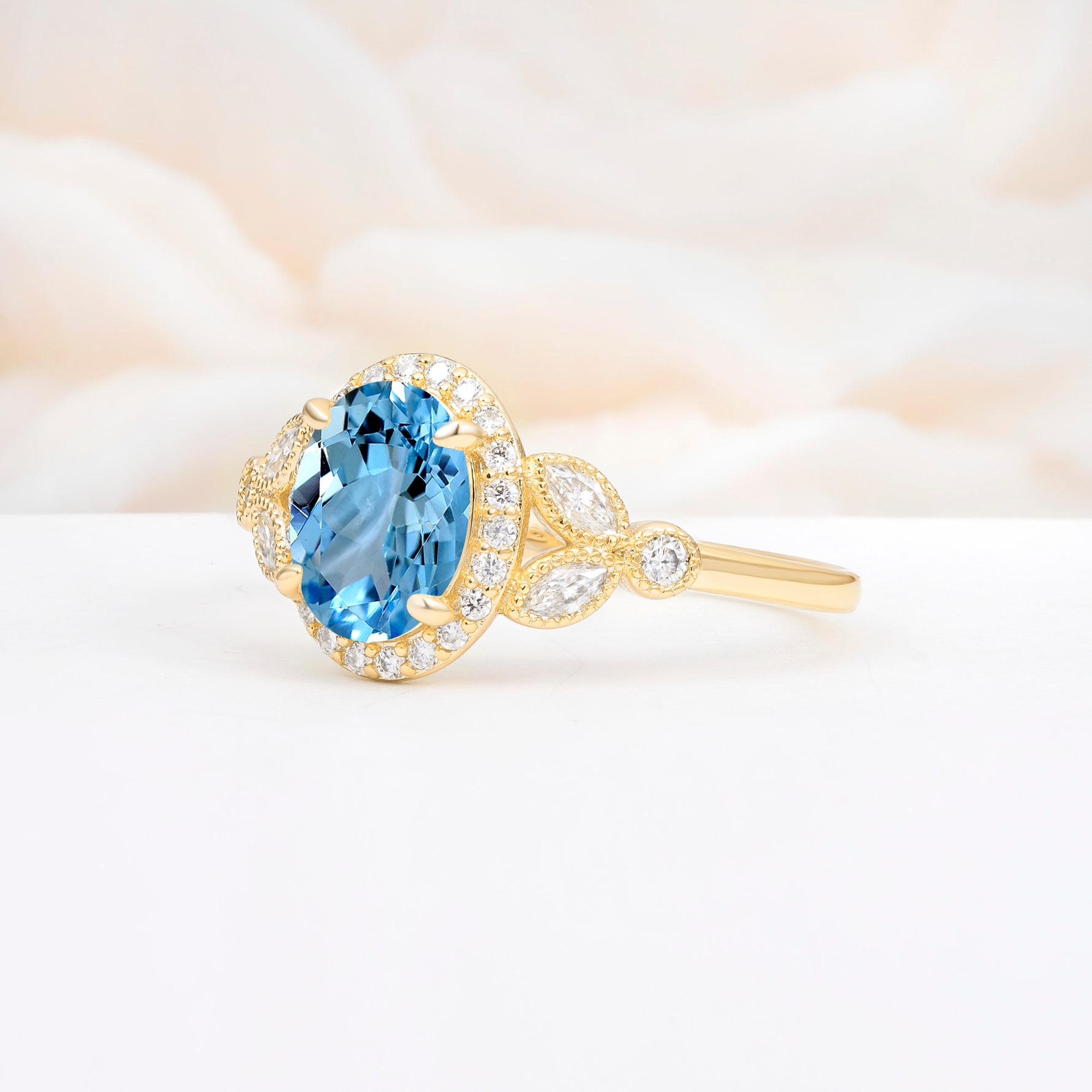 ML07033 Aquamarine Ring - White-Gold