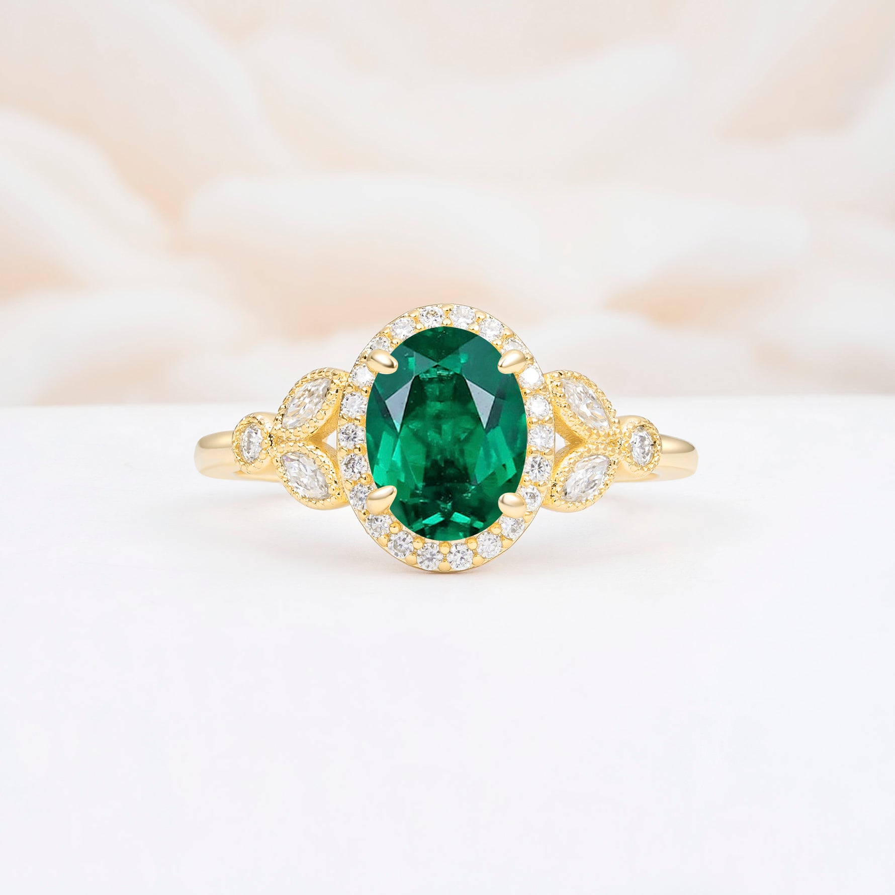 ML07033 Emerald Ring - Yellow-Gold