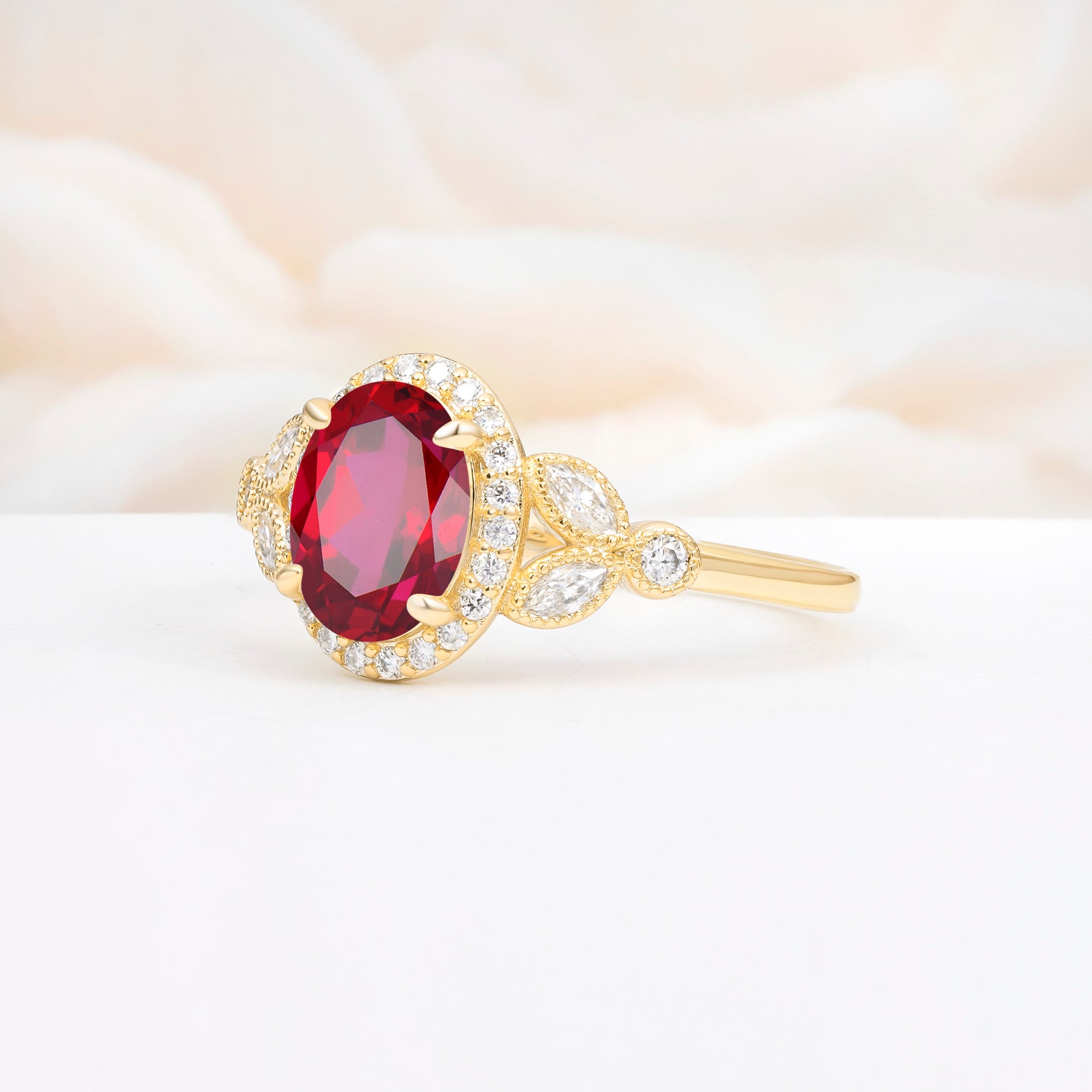 ML07033 Ruby Ring - White-Gold