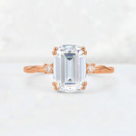 Emerald Cut Moissanite Twisted Three-Stone Engagement Ring - Additional view