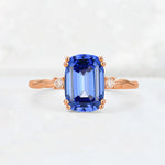 Emerald Cut Sapphire Twisted Three-Stone Engagement Ring - Additional view