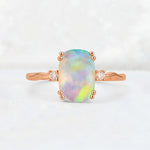 Emerald Cut Fire Opal Twisted Three-Stone Engagement Ring - Additional view