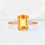 Emerald Cut Citrine Twisted Three-Stone Engagement Ring - Additional view