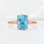 Emerald Cut Turquoise Twisted Three-Stone Engagement Ring - Additional view