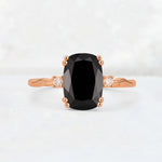 Emerald Cut Black Onyx Twisted Three-Stone Engagement Ring - Additional view