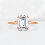 Emerald Cut Lab Diamond Twisted Three-Stone Engagement Ring - Additional view
