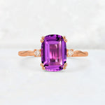 Emerald Cut Amethyst Twisted Three-Stone Engagement Ring - Additional view