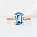 Emerald Cut Aquamarine Twisted Three-Stone Engagement Ring - Additional view