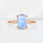 Emerald Cut Moonstone Twisted Three-Stone Engagement Ring - Additional view