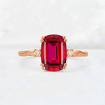 Emerald Cut Ruby Twisted Three-Stone Engagement Ring - Additional view