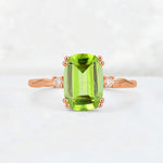 Emerald Cut Peridot Twisted Three-Stone Engagement Ring - Additional view