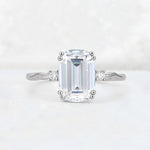 Emerald Cut Moissanite Twisted Three-Stone Engagement Ring - Additional view