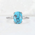 Emerald Cut Turquoise Twisted Three-Stone Engagement Ring - Additional view