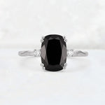 Emerald Cut Black Onyx Twisted Three-Stone Engagement Ring - Additional view