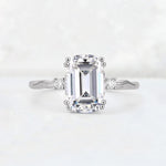 Emerald Cut Lab Diamond Twisted Three-Stone Engagement Ring - Additional view
