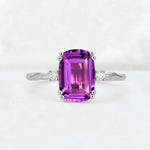 Emerald Cut Amethyst Twisted Three-Stone Engagement Ring - Additional view