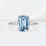 Emerald Cut Aquamarine Twisted Three-Stone Engagement Ring - Additional view