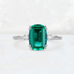 Emerald Cut Emerald Twisted Three-Stone Engagement Ring - Additional view