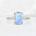 Emerald Cut Moonstone Twisted Three-Stone Engagement Ring - Additional view