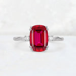 Emerald Cut Ruby Twisted Three-Stone Engagement Ring - Additional view