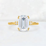 Emerald Cut Moissanite Twisted Three-Stone Engagement Ring - Additional view