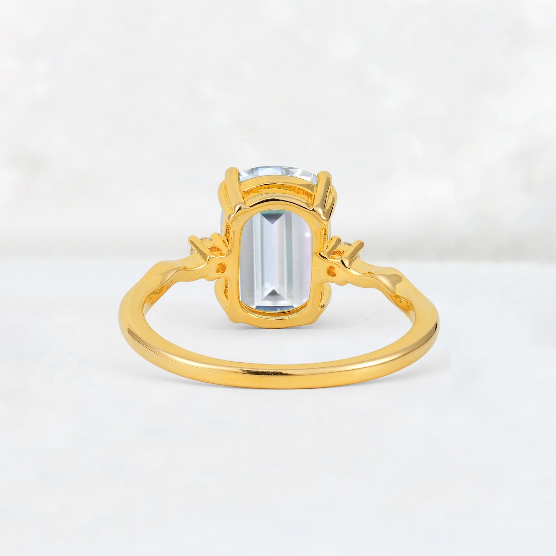 Emerald Cut Moissanite Twisted Three-Stone Engagement Ring - Additional view