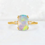 Emerald Cut Fire Opal Twisted Three-Stone Engagement Ring - Additional view