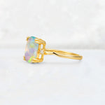 Emerald Cut Fire Opal Twisted Three-Stone Engagement Ring - Additional view