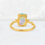 Emerald Cut Fire Opal Twisted Three-Stone Engagement Ring - Additional view
