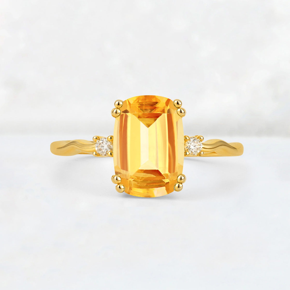 Emerald Cut Citrine Twisted Three-Stone Engagement Ring - Additional view