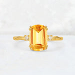 Emerald Cut Citrine Twisted Three-Stone Engagement Ring - Additional view