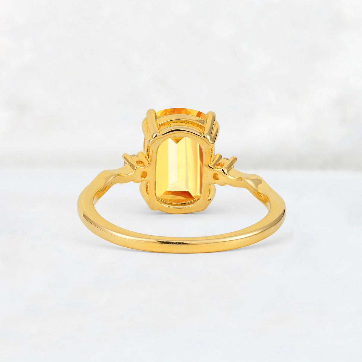 Emerald Cut Citrine Twisted Three-Stone Engagement Ring - Additional view