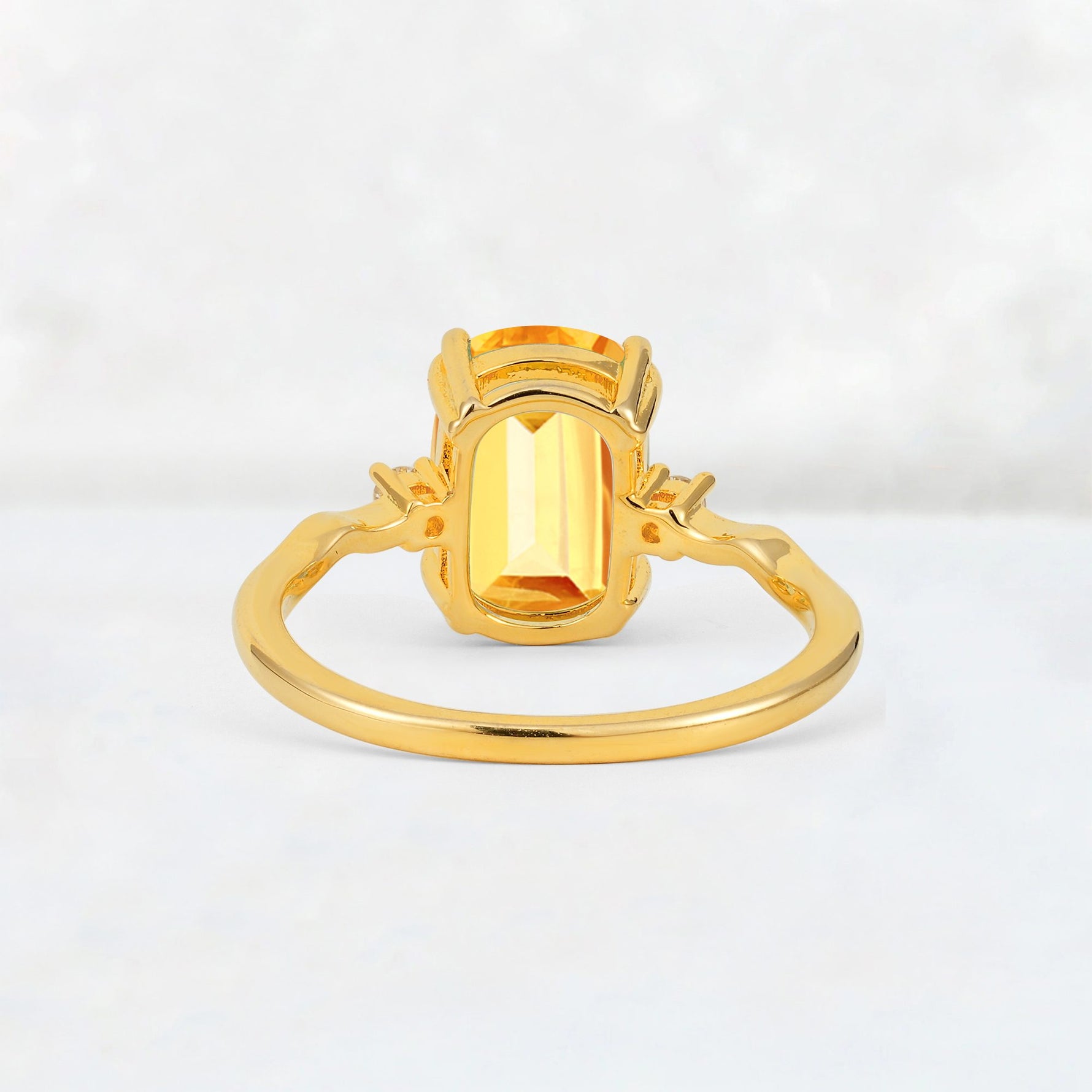 Emerald Cut Citrine Twisted Three-Stone Engagement Ring - Additional view