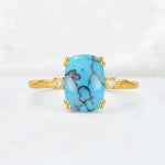 Emerald Cut Turquoise Twisted Three-Stone Engagement Ring - Additional view