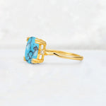 Emerald Cut Turquoise Twisted Three-Stone Engagement Ring - Additional view