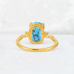 Emerald Cut Turquoise Twisted Three-Stone Engagement Ring - Additional view