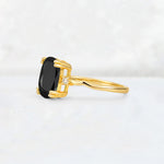 Emerald Cut Black Onyx Twisted Three-Stone Engagement Ring - Additional view