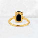 Emerald Cut Black Onyx Twisted Three-Stone Engagement Ring - Additional view