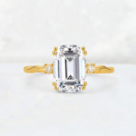 Emerald Cut Lab Diamond Twisted Three-Stone Engagement Ring - Additional view